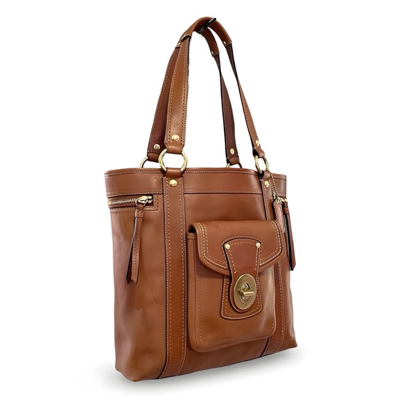 Coach Cognac Burnished Leather Legacy Gigi Shopper Tote Shoulder Bag - Picture 5 of 12